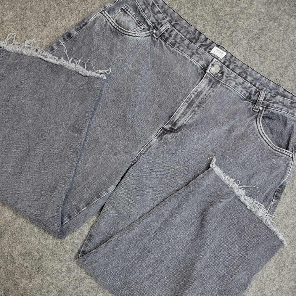 Cotton On Jeans Womens 14 Gray Denim Raw Hems Wide Leg Streetwear Y2K Boho